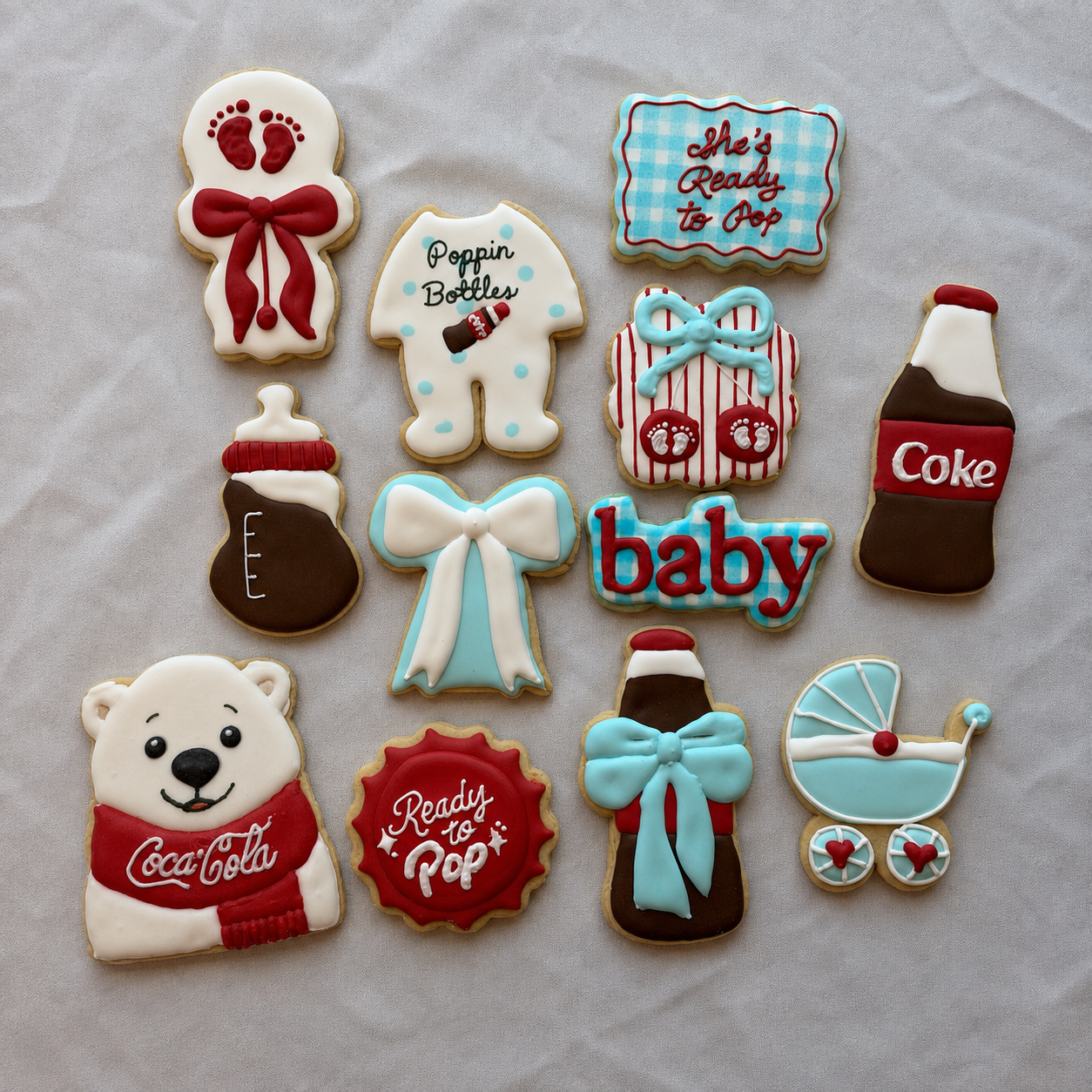 Custom decorated baby shower sugar cookies by Peaked Perfection